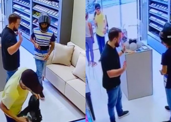 Criminosos rendem funcionários e clientes e fazem arrastão em loja de celulares no Piauí; vídeo!