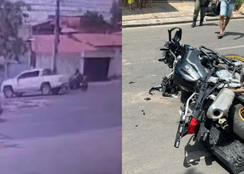 Policial da Rocam fica ferido após grave acidente em Teresina; vídeo mostra momento da colisão