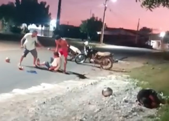 Pai e filho são agredidos após acidente de trânsito entre motocicletas em Timon, no Maranhão