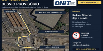 Atenção, motoristas! Desvio provisório será implantado na entrada do Dirceu nesta quarta-feira (16); veja rota