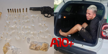 Polícia flagra homem com mais de 50 pedras de crack e arma na zona Norte de Teresina; 3 comparsas fugiram