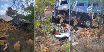 Ônibus e caminhão-baú colidem entre Timon e Caxias, Maranhão; VÍDEO!