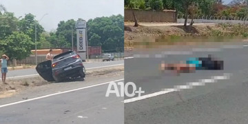 Motociclista morre após invadir contramão de rodovia e colidir frontalmente com carro em Teresina; VÍDEO