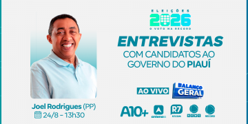 Candidato ao Governo do Piauí, Joel Rodrigues (PP) concede entrevista à TV Antena 10 nesta segunda (24)