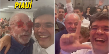 Ao lado de Rafael, Lula agradece ao Piauí após reeleição: “Mais uma vez me dando o título de campeão”