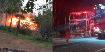 Ônibus com turistas fica destruído ao pegar fogo após apresentar problema mecânico no litoral do Piauí
