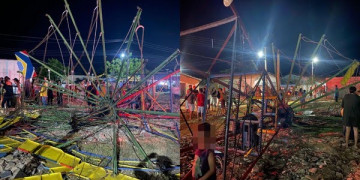 Vídeo mostra exato momento em que brinquedo desaba e deixa crianças feridas no Piauí
