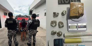 Mulher é presa por tráfico de drogas em Teresina; assumiu a venda de entorpecentes após a prisão do marido, segundo a polícia