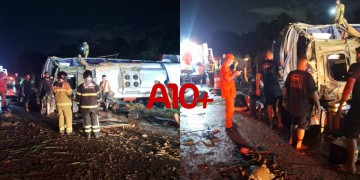 Ônibus do cantor Núzio Medeiros tomba e deixa seis pessoas feridas na zona Sul de Teresina