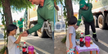 Menino de 3 anos oferece café da manhã para garis em homenagem ao Dia do Trabalhador no litoral do Piauí; VÍDEO