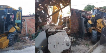 Trator perde controle e destrói parte de residência na zona Leste de Teresina