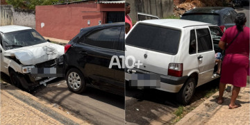 Motorista perde controle da direção e colide contra veículo parado na porta da TV Antena 10, em Teresina