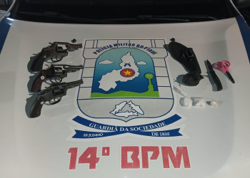 Festa em balneário termina com três armas, munições e drogas apreendidas pela PM em Oeiras, Piauí