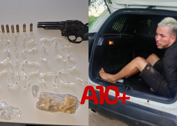 Polícia flagra homem com mais de 50 pedras de crack e arma na zona Norte de Teresina; 3 comparsas fugiram