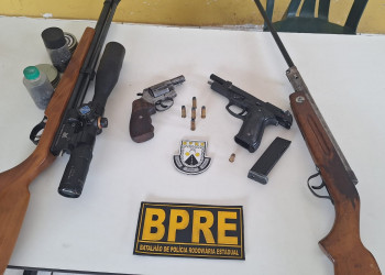 Após denúncia de ameaça de morte, homem é preso com várias armas de fogo na PI-112 que liga Teresina a União