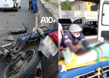 Motociclista fica ferido após cair do viaduto da Tabuleta na zona Sul de Teresina