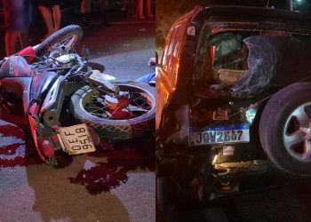 Colisão entre carro e motocicleta deixa um morto e outro gravemente ferido no interior do Piauí