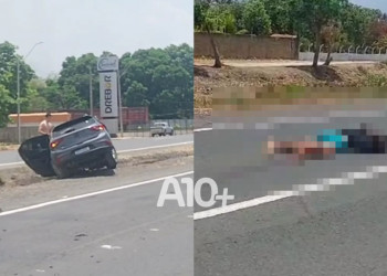 Motociclista morre após invadir contramão de rodovia e colidir frontalmente com carro em Teresina; VÍDEO