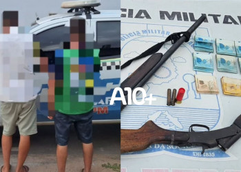 Dupla é presa em flagrante com várias armas e mais de R$ 6 mil no interior do Piauí