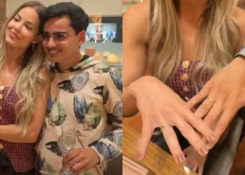 Dudu Camargo e Saory oficializam namoro com aliança de compromisso