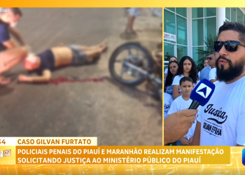 Amigos e familiares fazem manifestação no MP por Justiça e prisão de homem que atropelou policial penal e filha em Teresina