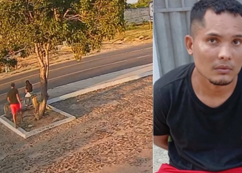 Mulher é agarrada por homem em parada de ônibus no litoral do Piauí; ele foi preso
