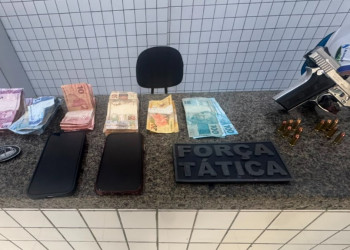 PM prende suspeito apontado como liderança de organização criminosa com pistola, munições e quase R$ 3 mil em espécie no Piauí
