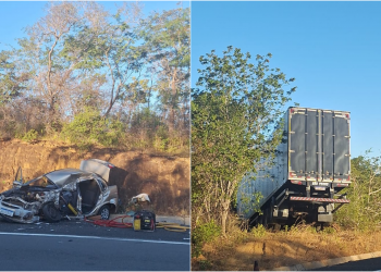 Acidente entre carro e caminhão deixa homem morto e outras duas feridas no interior do Piauí