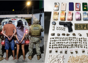 Casal de adolescentes tenta fugir da polícia, mas é apreendido com drogas, arma e dinheiro no Piauí
