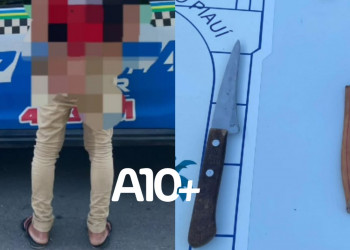Polícia prende homem embriagado com faca na cintura dentro de bar no interior do Piauí
