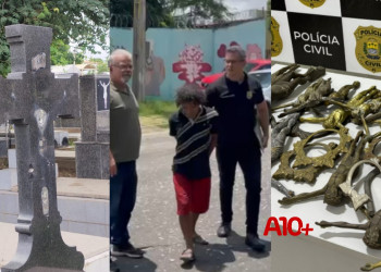 Homem é preso por suspeita de furtar crucifixos de túmulos em cemitério de Teresina; peças eram vendidas por R$ 40