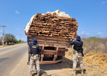 Com destino à Bahia, PRF intercepta transporte ilegal de madeira no interior do Piauí