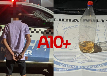 Homem ameaça de morte e tenta incendiar a casa da própria mãe no interior do Piauí; foi preso com garrafa de gasolina