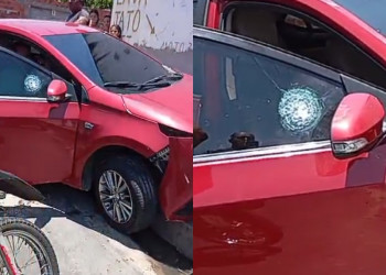 Mulher bate carro contra residência após ser perseguida por assaltantes na zona Sul de Teresina; VÍDEOS!