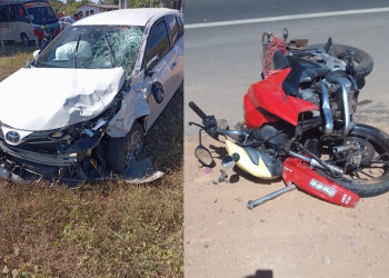 Duas pessoas morrem após colisão entre moto e carro na BR-343, entre Teresina e Altos