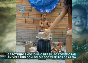 Domingo Espetacular repercute caso de garoto do Piauí que comemorou festa com bolo de areia