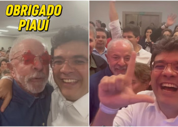 Ao lado de Rafael, Lula agradece ao Piauí após reeleição: “Mais uma vez me dando o título de campeão”