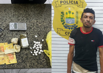 Suspeito de ser membro do Comando Vermelho é preso com crack, maconha e cocaína no litoral do Piauí