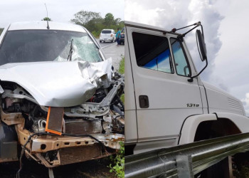 Motorista fica ferido ao colidir contra caminhão baú na BR-343, em Buriti dos Lopes