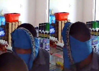 Criminoso com cueca no rosto faz assalto em farmácia e ameaça vítima no Piauí; VÍDEO!