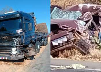 Homem morre após caminhão que vinha na contramão colidir com carro no Piauí