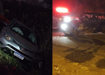 Motorista fica preso às ferragens após grave acidente entre dois carros no interior do Piauí