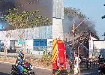 Incêndio de grandes proporções atinge galpão de distribuidora na Av. Gil Martins, em Teresina; VÍDEO!