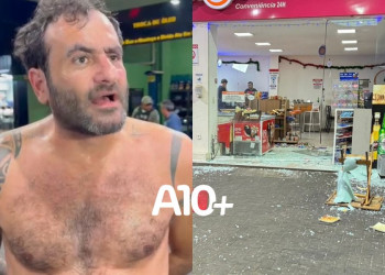 Homem invade loja de conveniência com veículo após briga em Teresina: 