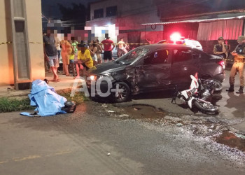 Homem é arremessado de moto e morre após colidir com carro na zona Sul de Teresina; VÍDEO