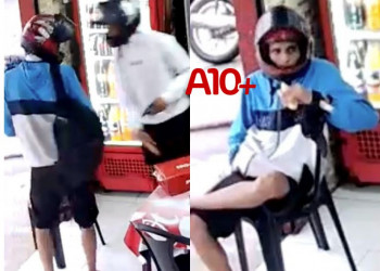 Criminoso é flagrado comendo enquanto realiza assalto em padaria da zona Leste de Teresina; VÍDEO!