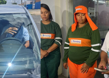 Em Teresina, homem em carro atravessa barreira, xinga garis e agride mulher com tapa no rosto