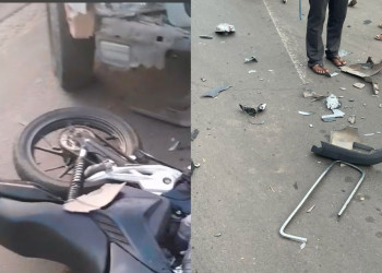 Motociclista fica ferido após colisão frontal com caminhonete na zona sul de Teresina
