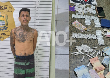 Jovem é preso em boca de fumo com mais de 100 pacotes de drogas e dinheiro trocado no litoral piauiense