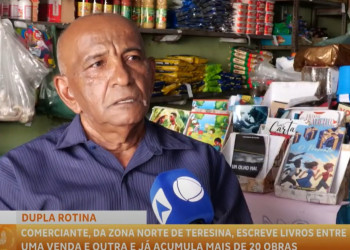Dupla rotina: comerciante escreve livros entre uma venda e outra e já acumula mais de 20 obras em Teresina